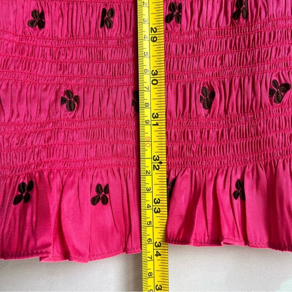 Ulla Johnson Pink Aurele Mini Dress Sz 0 Smocked Silk Blend Puff Sleeve Cocktail - Picture 11 of 16